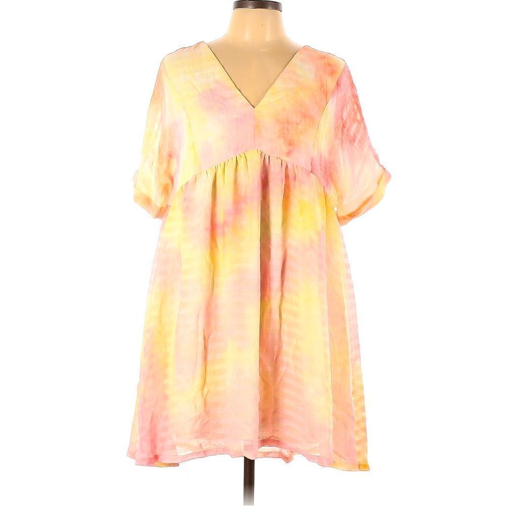 Entro Light Pink Lemon Yellow Mini Dress Medium - Picture 10 of 10